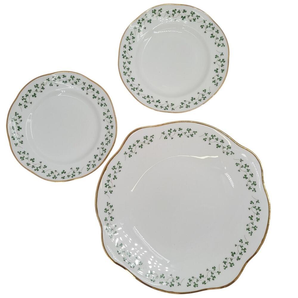 Royal‎ Tara Shamrock Dessert Plates with Serving Platter Irish China cottagecore